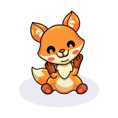 Cute little fox cartoon sitting