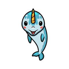 Cute little narwhal cartoon posing