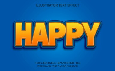 Happy Editable Text Effect Style Vector