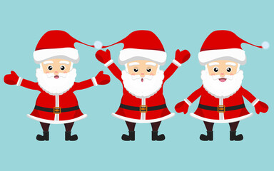 Santa clause character vector set-  santa clause different poses cartoon illustration