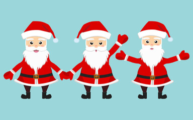 Santa clause character vector set-  santa clause different poses cartoon illustration