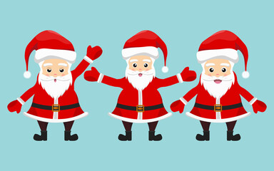 Santa clause character vector set-  santa clause different poses cartoon illustration