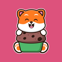 
vector illustration of cute hamster 
hug cake,  suitable for greeting cards, birthday gifts, stickers, clothes