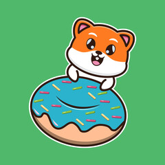 
vector illustration of cute hamster 
on a big donut,  suitable for greeting cards, birthday gifts, stickers, clothes