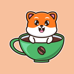 
vector illustration of cute hamster 
soak in a big coffee cup, suitable for greeting cards, birthday gifts, stickers, clothes