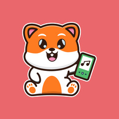 
vector illustration of cute hamster 
holding smartphone, suitable for greeting cards, birthday gifts, stickers, clothes