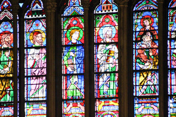 stained glass window in notre dame de city