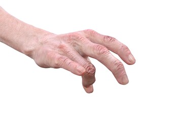 The hand of an elderly man, an old man isolated on white background 3d illustration