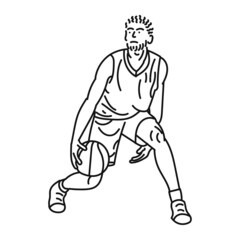 black striped illustration Young male muscular basketball player in action