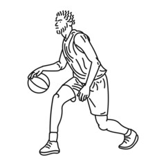 black striped illustration Young male muscular basketball player in action