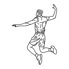 Fototapeta na wymiar black striped illustration Young male muscular basketball player in action