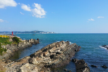 Korean gravel beach scenery.

