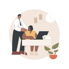 Sexual harassment abstract concept vector illustration. sexual bullying, abnormal labor relationship, abuse and assault, harassment relationships, online social interactions abstract metaphor.