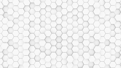 White hexagonal honeycombs background, 3d illustration
