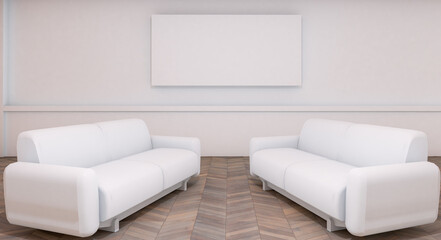 コピースペース可能な余白のあるインテリアの３Dレンダリング