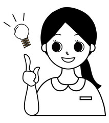 指さしポーズで説明する看護師（医療従事者）のイラスト素材