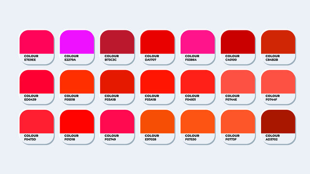 Pantone Colour Palette Catalog Samples red in RGB HEX. Neomorphism Vector Stock Vector Stock