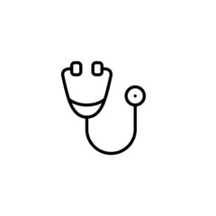 Stethoscope icon. Medical exam heart checkup tool. Pixel perfect, editable stroke