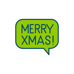 Words Merry Christmas on a speech bubble. Pixel perfect, editable stroke colorful line art icon