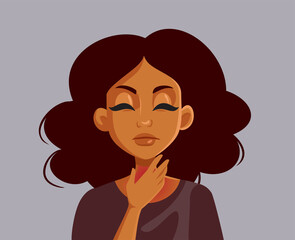 Sick Woman with Sore Throat Vector Cartoon Illustration