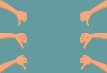 Hands Holding Thumbs Down As Dislike Sign Vector Illustration
