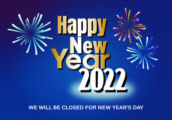 Fototapeta na wymiar Vector graphic design celebrating Happy New Year 2022.