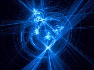 Glowing in dark lines and curles - abstract computer-generated image