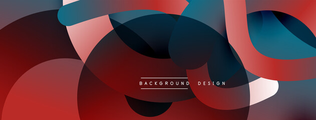 Abstract overlapping lines and circles geometric background with gradient colors