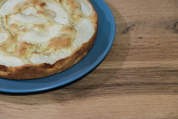 Close-up Apple Pie on a Brown Rustic Wooden Background