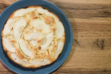Close-up Apple Pie on a Brown Rustic Wooden Background
