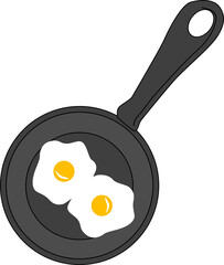 フライパンで焼く美味しい卵焼きのイラスト
