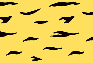 ゆるい手描きのトラ柄 - 寅年の素材に使えるかわいい背景 - 黄色と黒