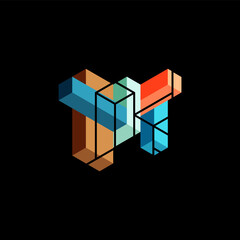 Fototapeta premium Abstract background. 3d cubes, cubic elements and blocks. Techno or business concept for wallpaper, banner, background, landing page