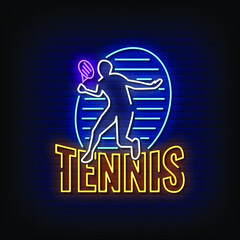 Tennis Neon Signs Style Text Vector
