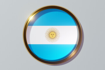 The national flag of Argentina in the form of a round window. Flag in the shape of a circle. Country icon.