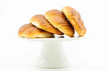 Detailed close up of delicious buttery plain croissants