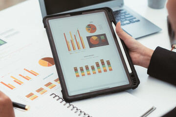 business man work chart schedule or planning financial report data methodology