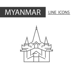 Fototapeta premium Kambazathadi Golden Myanmar icon. The icons as Myanmar signature in black lines.