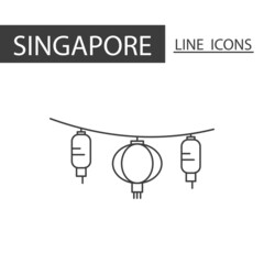 Lantern Singapore icon. The icons as Singapore signature in black lines.