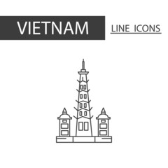 Chua Tran Quoc Vietnam icon. The icons as Vietnam signature in black lines.