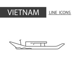 Vietnam Boat Vietnam icon. The icons as Vietnam signature in black lines.
