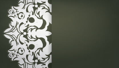 Dark green banner with Greek white ornaments and space for logo or text