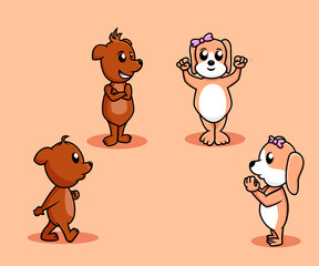 makkie mannelijke en vrouwelijke hond karakter cartoon illustratie vector bewerkbaar voor decoratie of sticker