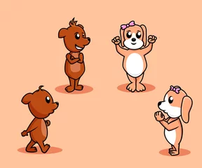 Rolgordijnen zonder boren Aap makkie mannelijke en vrouwelijke hond karakter cartoon illustratie vector bewerkbaar voor decoratie of sticker