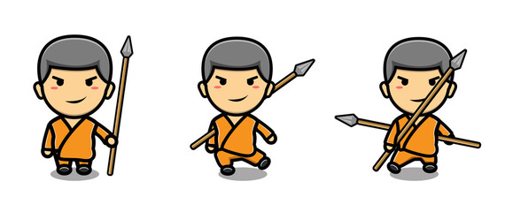 cute shaolin monk cartoon