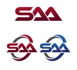 Modern 3 Letters Initial logo Vector Swoosh Red Blue SAA