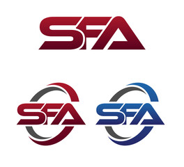 Modern 3 Letters Initial logo Vector Swoosh Red Blue SFA