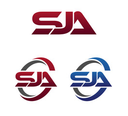 Modern 3 Letters Initial logo Vector Swoosh Red Blue SJA