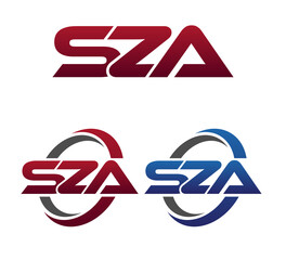 Modern 3 Letters Initial logo Vector Swoosh Red Blue SZA - obrazy, fototapety, plakaty