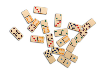 domino blocks isolated on white background. flat lay. top view